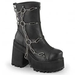 Demonia Boots ASSAULT-66 Black Vegan Leather Ankle Boot