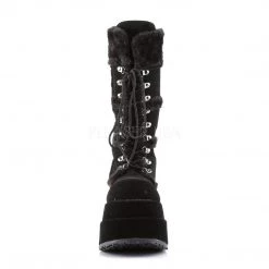 Demonia BEAR-202 Black Vegan Suede Calf Boot Boots