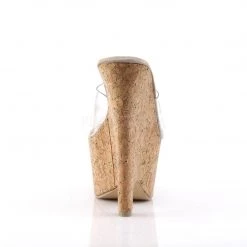 Pleaser BEAU-601 Clear-Tan/Cork Platform Sandal