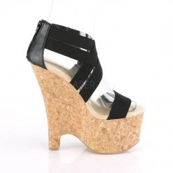 Pleaser Shoes BEAU-669 Black Elastic Band-Faux Leather/Cork Wrapped Platform Sandal 14 Pleaser Shoes BEAU-669 Black Elastic Band-Faux Leather/Cork Wrapped Platform Sandal