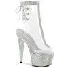 Pleaser Boots BEJEWELED-1018C-2RS Clear/Silver Rhinestone Ankle Boot