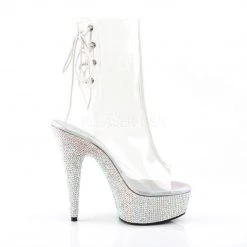 Pleaser BEJEWELED-1018DM-6 Clear/ Silver Rhinestone Ankle Boot Boots
