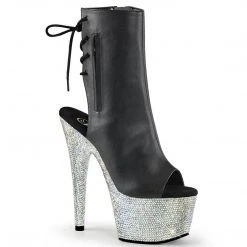 Pleaser BEJEWELED-1018DM-7 Black/ Silver Rhinestone Ankle Boot New Arrivals