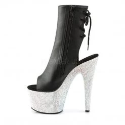 Pleaser BEJEWELED-1018DM-7 Black/ Silver Rhinestone Ankle Boot New Arrivals
