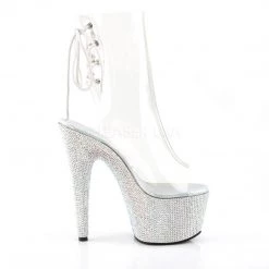 Pleaser Boots BEJEWELED-1018DM-7 Clear/ Silver Rhinestone Ankle Boot