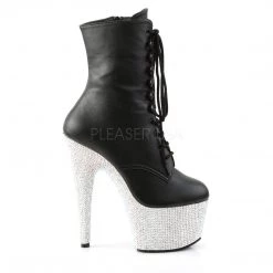 Pleaser Boots BEJEWELED-1020-7 Black/ Silver Rhinestone Ankle Boot