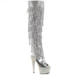 Pleaser Boots BEJEWELED-3019RSF-7 Silver Metallic Pu Boot