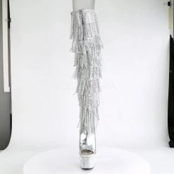 Pleaser Boots BEJEWELED-3019RSF-7 Silver Metallic Pu Boot