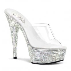 Pleaser BEJEWELED-601DM Clear/Silver Rhinestone Slide Shoes