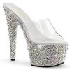 Pleaser BEJEWELED-701MS Clear/Silver Rhinestone Slide Shoes