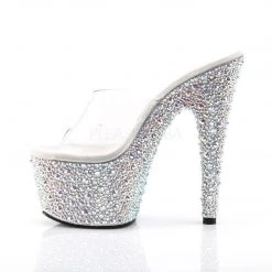 Pleaser BEJEWELED-701MS Clear/Silver Rhinestone Slide Shoes