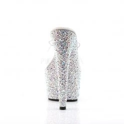 Pleaser BEJEWELED-701MS Clear/Silver Rhinestone Slide Shoes