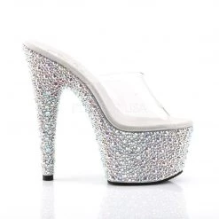 Pleaser BEJEWELED-701MS Clear/Silver Rhinestone Slide Shoes