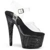 Pleaser Shoes BEJEWELED-708DM Clear/ Black Rhinestone Platform Sandal