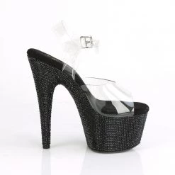 Pleaser Shoes BEJEWELED-708DM Clear/ Black Rhinestone Platform Sandal