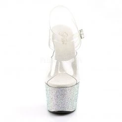 Pleaser BEJEWELED-708DM Clear/Silver Rhinestone Platform Sandal
