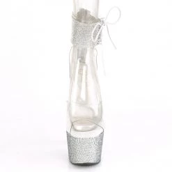 Pleaser Shoes BEJEWELED-724RS Clear/Silver Rhinestone Platform Sandal