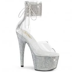 Pleaser Shoes BEJEWELED-724RS Clear/Silver Rhinestone Platform Sandal