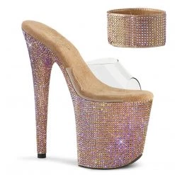 Pleaser Shoes BEJEWELED-812RS Clear/Rose Gold Multi Rhinestone Platform Sandal