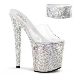 Pleaser BEJEWELED-812RS Clear/Silver Rhinestone Platform Sandal