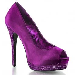 Bordello Shoes BELLA-12R Purple Satin Rhinestone