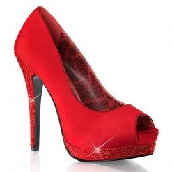 Bordello Shoes BELLA-12R Red Satin Rhinestone