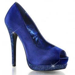 Bordello Shoes BELLA-12R Royal Blue Satin Rhinestone