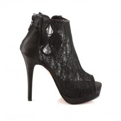 Fabulicious BELLA-28 Black Satin-Lace Boots