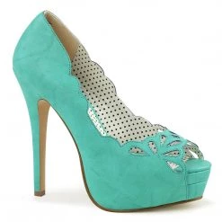 Pin Up Couture BELLA-30 Teal Faux Leather Shoes
