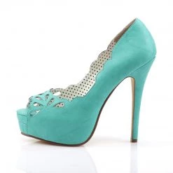 Pin Up Couture BELLA-30 Teal Faux Leather Shoes