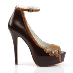 Pin Up Couture BELLA-31 Dark Brown-Maple Faux Leather