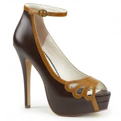 Pin Up Couture BELLA-31 Dark Brown-Maple Faux Leather