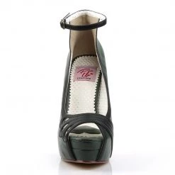 Pin Up Couture BELLA-31 Dark Green-Black Faux Leather Shoes