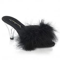 Fabulicious New Arrivals BELLE-301F Black Pu-Fur/Clear