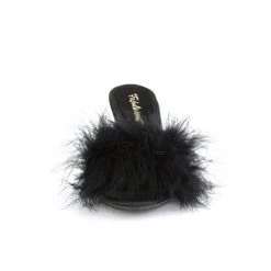 Fabulicious New Arrivals BELLE-301F Black Pu-Fur/Clear
