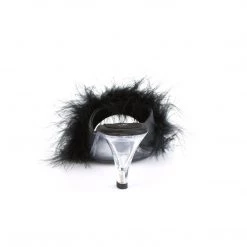 Fabulicious New Arrivals BELLE-301F Black Pu-Fur/Clear