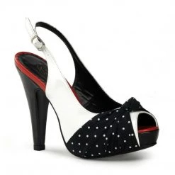 Pin Up Couture Shoes BETTIE-09 White Patent-Black Fabric