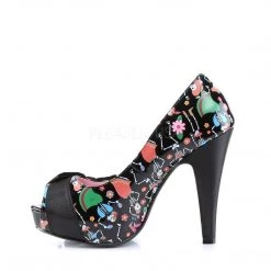 Pin Up Couture Shoes BETTIE-13 Black Patent (Muertos Print)