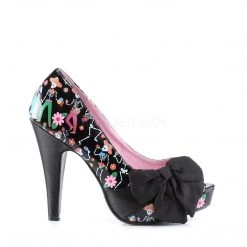Pin Up Couture Shoes BETTIE-13 Black Patent (Muertos Print)