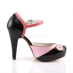 Pin Up Couture BETTIE-17 Coral-Black Faux Leather Shoes