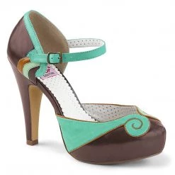 Pin Up Couture BETTIE-17 Teal-Brown Faux Leather