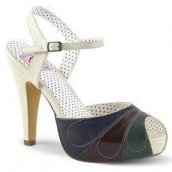 Pin Up Couture BETTIE-27 Cream Multi Faux Leather Shoes