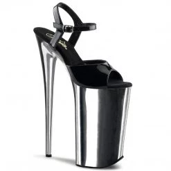 Pleaser Shoes BEYOND-009 Black/Silver Chrome Platform Sandal
