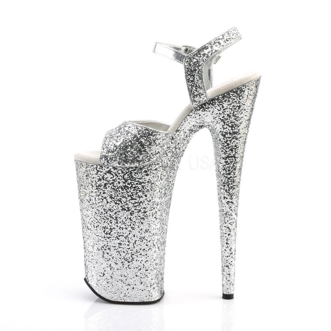 Pleaser BEYOND-010LG Silver Glitter Platform Sandal Shoes 5 Pleaser BEYOND-010LG Silver Glitter Platform Sandal Shoes