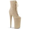 Pleaser BEYOND-1020FS Beige Faux Suede/Beige Faux Suede Ankle Boot