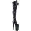 Pleaser BEYOND-3028 Black Stretch Patent Thigh Boot Boots