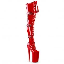 Pleaser BEYOND-3028 Red Stretch Patent/Red Boot Boots