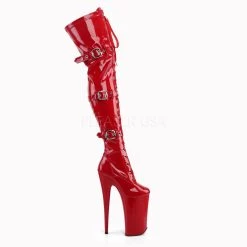 Pleaser BEYOND-3028 Red Stretch Patent/Red Boot Boots