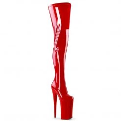 Pleaser Boots BEYOND-4000 Red Stretch Patent/Red Boot