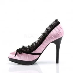 Pin Up Couture BLISS-38 Pink-Black Satin Shoes
